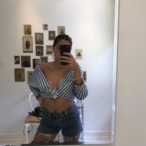 White and blue striped button down from Zara